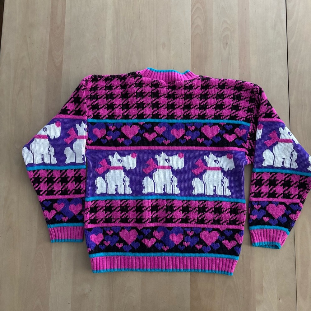 Vintage Kids Sweater. Adorable Scottie Dog Design. Bright & Colorful Size 10/12 - Picture 2 of 5